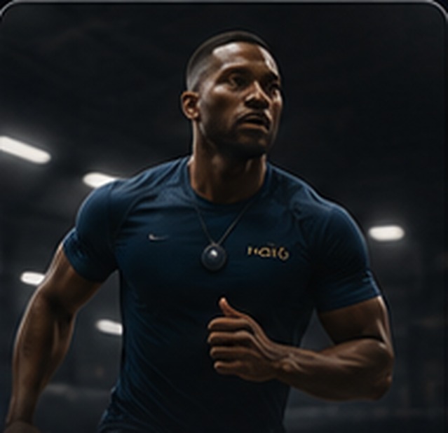 Athlete training while wearing a Halo pendant